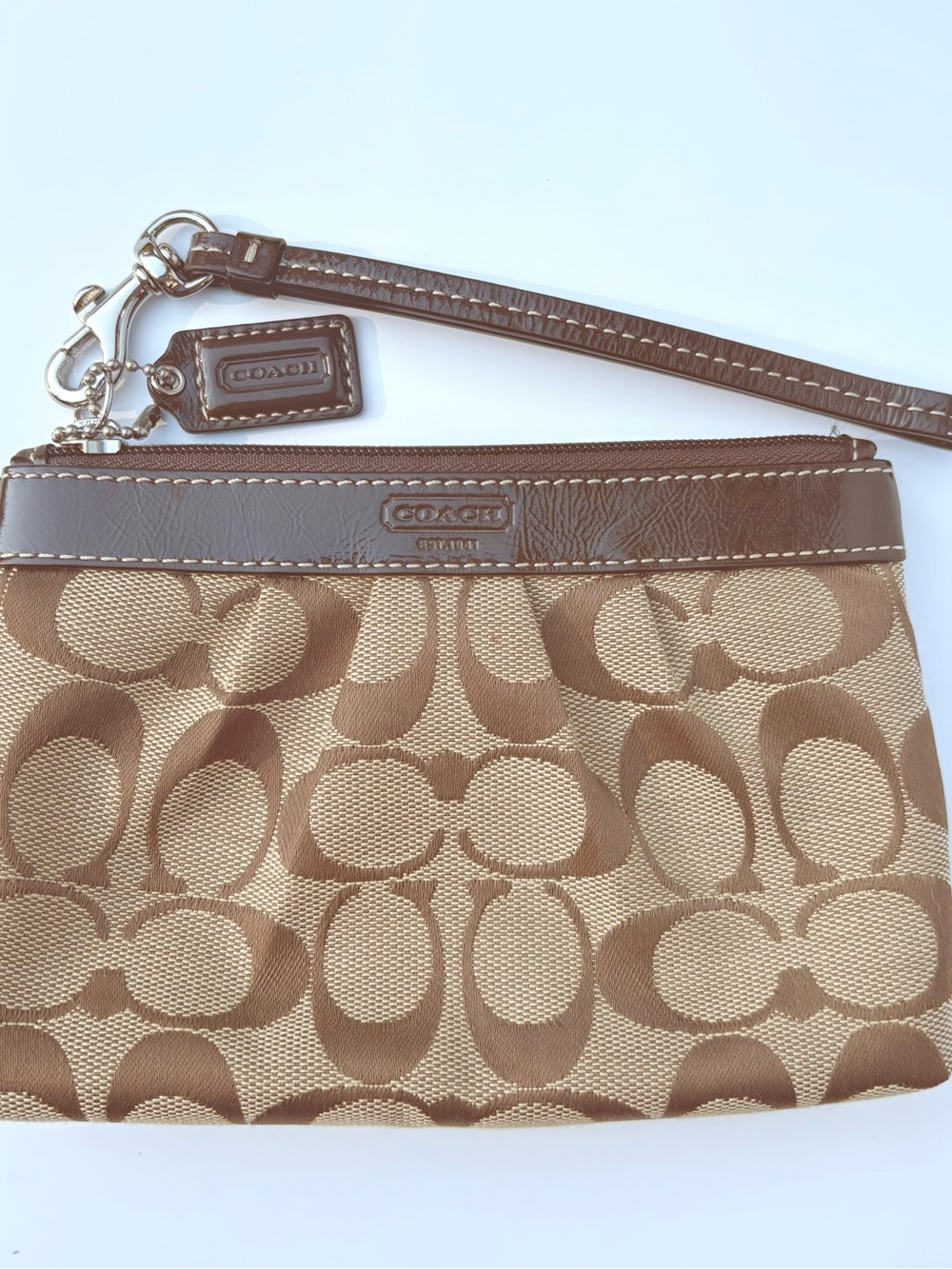 Coach Brown/Tan Signature Canvas Wristlet
